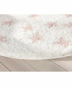 Well Woven Shag Celestial Skies Modern Stars Pattern Ivory Pink Thick & Ultra Soft Kids Rug