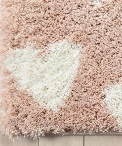 Well Woven Hearts Modern Heart Pattern Pink Thick & Ultra Soft Kids Rug Shag