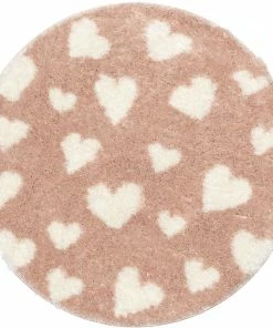 Well Woven Hearts Modern Heart Pattern Pink Thick & Ultra Soft Kids Rug Shag
