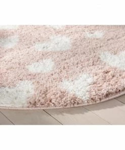 Well Woven Hearts Modern Heart Pattern Pink Thick & Ultra Soft Kids Rug Shag