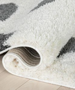 Well Woven Hearts Modern Heart Pattern Grey Thick & Ultra Soft Kids Rug Shag