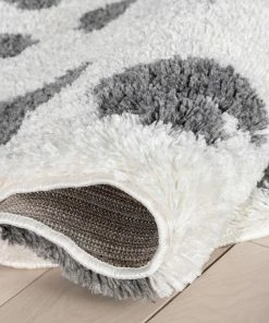 Well Woven Hearts Modern Heart Pattern Grey Thick & Ultra Soft Kids Rug Shag