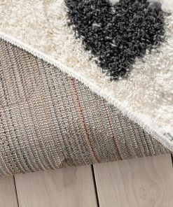 Well Woven Hearts Modern Heart Pattern Grey Thick & Ultra Soft Kids Rug Shag