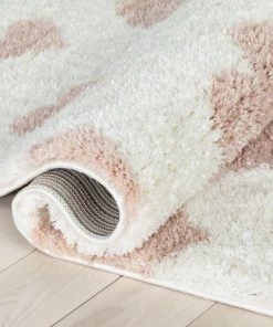 Well Woven Hearts Modern Heart Pattern Ivory Pink Thick & Ultra Soft Kids Rug