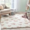 Well Woven Hearts Modern Heart Pattern Ivory Pink Thick & Ultra Soft Kids Rug