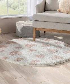 Well Woven Hearts Modern Heart Pattern Ivory Pink Thick & Ultra Soft Kids Rug