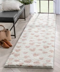 Well Woven Hearts Modern Heart Pattern Ivory Pink Thick & Ultra Soft Kids Rug