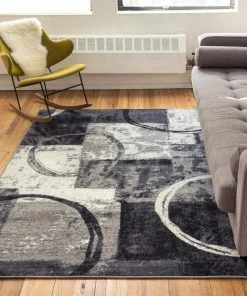 Well Woven Spheres Watercolor Grey Modern Geometric Rug 2'3