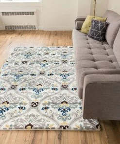 Well Woven Darling Floral Gold Geometric Rug
