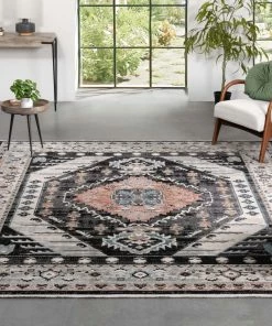 Well Woven Global Julita Vintage Bohemian Aztec Tribal Black Rug