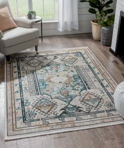 Well Woven Valeria Bohemian Vintage Oriental Botanical Blue Rug