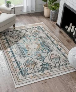 Well Woven Valeria Bohemian Vintage Oriental Botanical Blue Rug