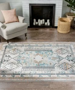 Well Woven Valeria Bohemian Vintage Oriental Botanical Blue Rug