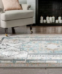 Well Woven Valeria Bohemian Vintage Oriental Botanical Blue Rug