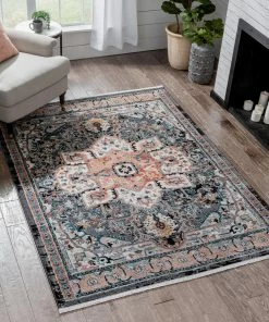 Well Woven Minos Vintage Bohemian Oriental Floral Black Rug