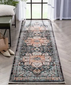 Well Woven Minos Vintage Bohemian Oriental Floral Black Rug