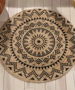 Well Woven Kiera Bohemian Tribal Hand-Braided Jute Natural Black Rug Jute + Natural