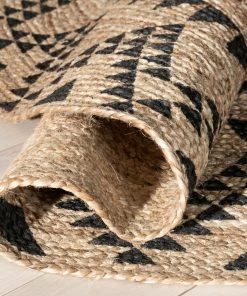 Well Woven Kiera Bohemian Tribal Hand-Braided Jute Natural Black Rug Jute + Natural