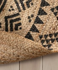Well Woven Kiera Bohemian Tribal Hand-Braided Jute Natural Black Rug Jute + Natural