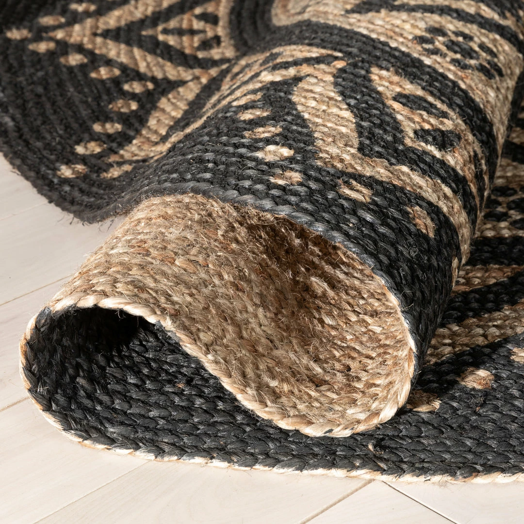 Well Woven Kiera Bohemian Tribal Hand-Braided Jute Black Natural Rug Jute + Natural 5 Well Woven Kiera Bohemian Tribal Hand-Braided Jute Black Natural Rug Jute + Natural
