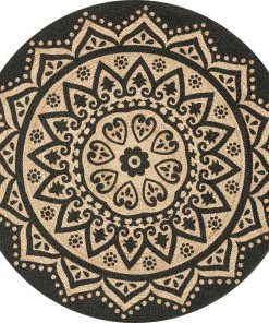 Well Woven Kiera Bohemian Tribal Hand-Braided Jute Black Natural Rug Jute + Natural