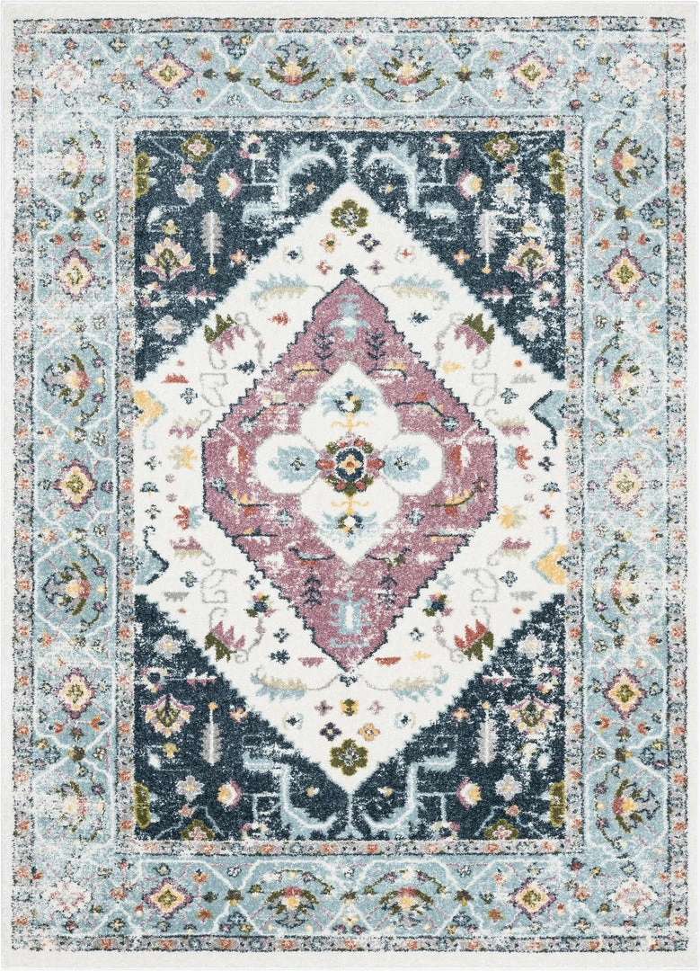 Well Woven Maude Vintage Medallion Oriental Blue Blush Rug Global 2 Well Woven Maude Vintage Medallion Oriental Blue Blush Rug Global