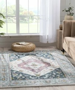 Well Woven Maude Vintage Medallion Oriental Blue Blush Rug Global