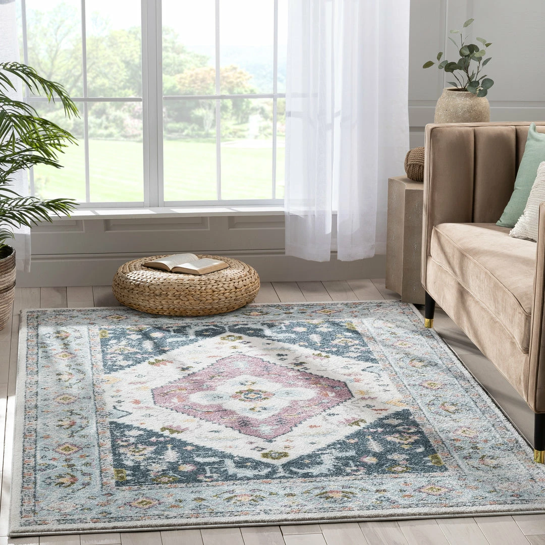 Well Woven Maude Vintage Medallion Oriental Blue Blush Rug Global 1 Well Woven Maude Vintage Medallion Oriental Blue Blush Rug Global