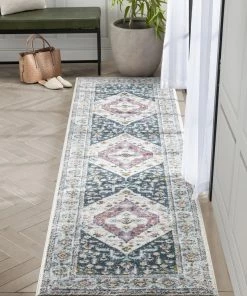 Well Woven Maude Vintage Medallion Oriental Blue Blush Rug Global 24 Well Woven Maude Vintage Medallion Oriental Blue Blush Rug Global