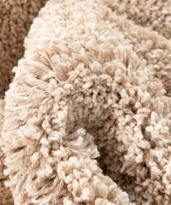 Well Woven Halden Solid Pattern Ivory Thick Nordic Shag Rug