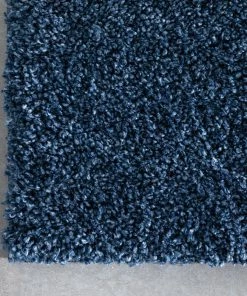 Well Woven Halden Solid Pattern Dark Blue Thick Nordic Shag Rug