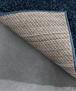 Well Woven Halden Solid Pattern Dark Blue Thick Nordic Shag Rug