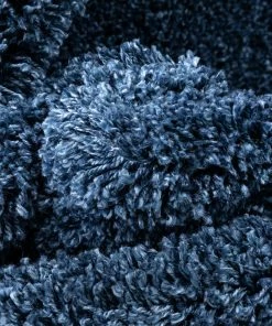 Well Woven Halden Solid Pattern Dark Blue Thick Nordic Shag Rug