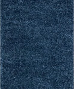 Well Woven Halden Solid Pattern Dark Blue Thick Nordic Shag Rug