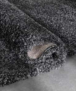 Well Woven Halden Solid Pattern Dark Grey Thick Nordic Shag Rug