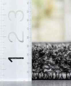 Well Woven Halden Solid Pattern Dark Grey Thick Nordic Shag Rug