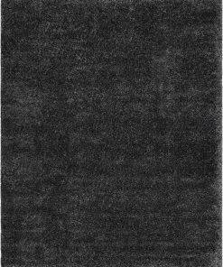 Well Woven Halden Solid Pattern Dark Grey Thick Nordic Shag Rug