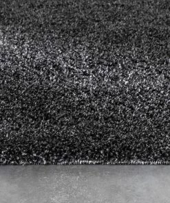 Well Woven Halden Solid Pattern Dark Grey Thick Nordic Shag Rug