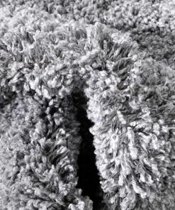 Well Woven Halden Solid Pattern Light Grey Thick Nordic Shag Rug