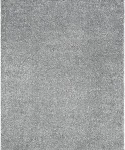 Well Woven Halden Solid Pattern Light Grey Thick Nordic Shag Rug