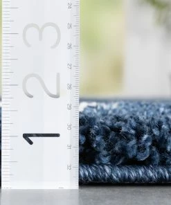 Well Woven Kari Scandinavian Moroccan Lattice Blue Thick Nordic Shag Rug