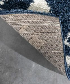 Well Woven Kari Scandinavian Moroccan Lattice Blue Thick Nordic Shag Rug