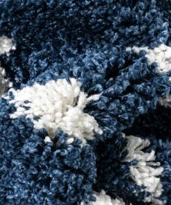 Well Woven Kari Scandinavian Moroccan Lattice Blue Thick Nordic Shag Rug