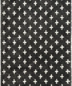 Well Woven Axel Scandinavian Moroccan Lattice Dark Grey Thick Nordic Shag Rug