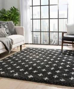 Well Woven Axel Scandinavian Moroccan Lattice Dark Grey Thick Nordic Shag Rug 17 Well Woven Axel Scandinavian Moroccan Lattice Dark Grey Thick Nordic Shag Rug