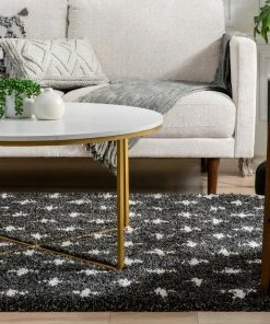 Well Woven Axel Scandinavian Moroccan Lattice Dark Grey Thick Nordic Shag Rug 16 Well Woven Axel Scandinavian Moroccan Lattice Dark Grey Thick Nordic Shag Rug