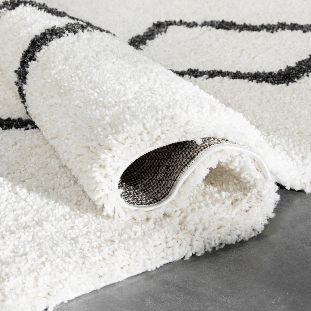 Well Woven Lina Scandinavian Moroccan Lattice Ivory Thick Nordic Shag Rug 7 Well Woven Lina Scandinavian Moroccan Lattice Ivory Thick Nordic Shag Rug