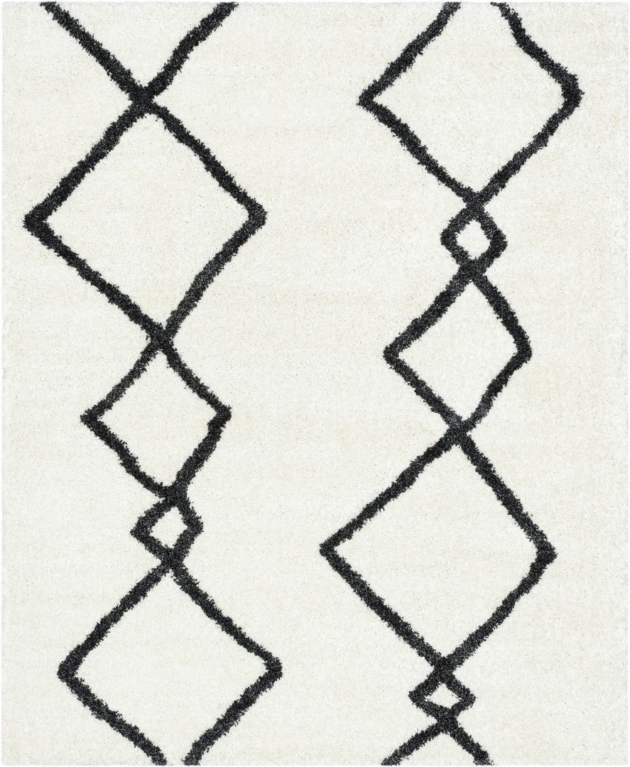 Well Woven Lina Scandinavian Moroccan Lattice Ivory Thick Nordic Shag Rug 2 Well Woven Lina Scandinavian Moroccan Lattice Ivory Thick Nordic Shag Rug