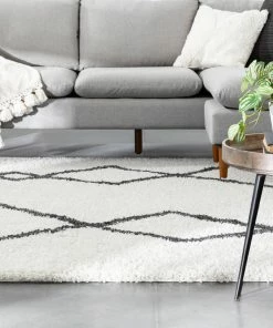 Well Woven Lina Scandinavian Moroccan Lattice Ivory Thick Nordic Shag Rug 17 Well Woven Lina Scandinavian Moroccan Lattice Ivory Thick Nordic Shag Rug