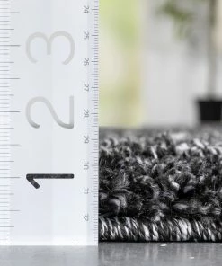 Well Woven Soren Scandinavian Moroccan Lattice Dark Grey Thick Nordic Shag Rug